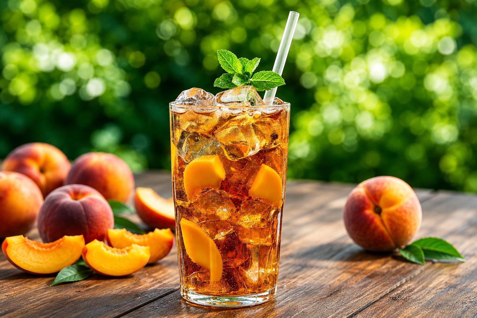 A cold peach iced tea at The Chiya Spot